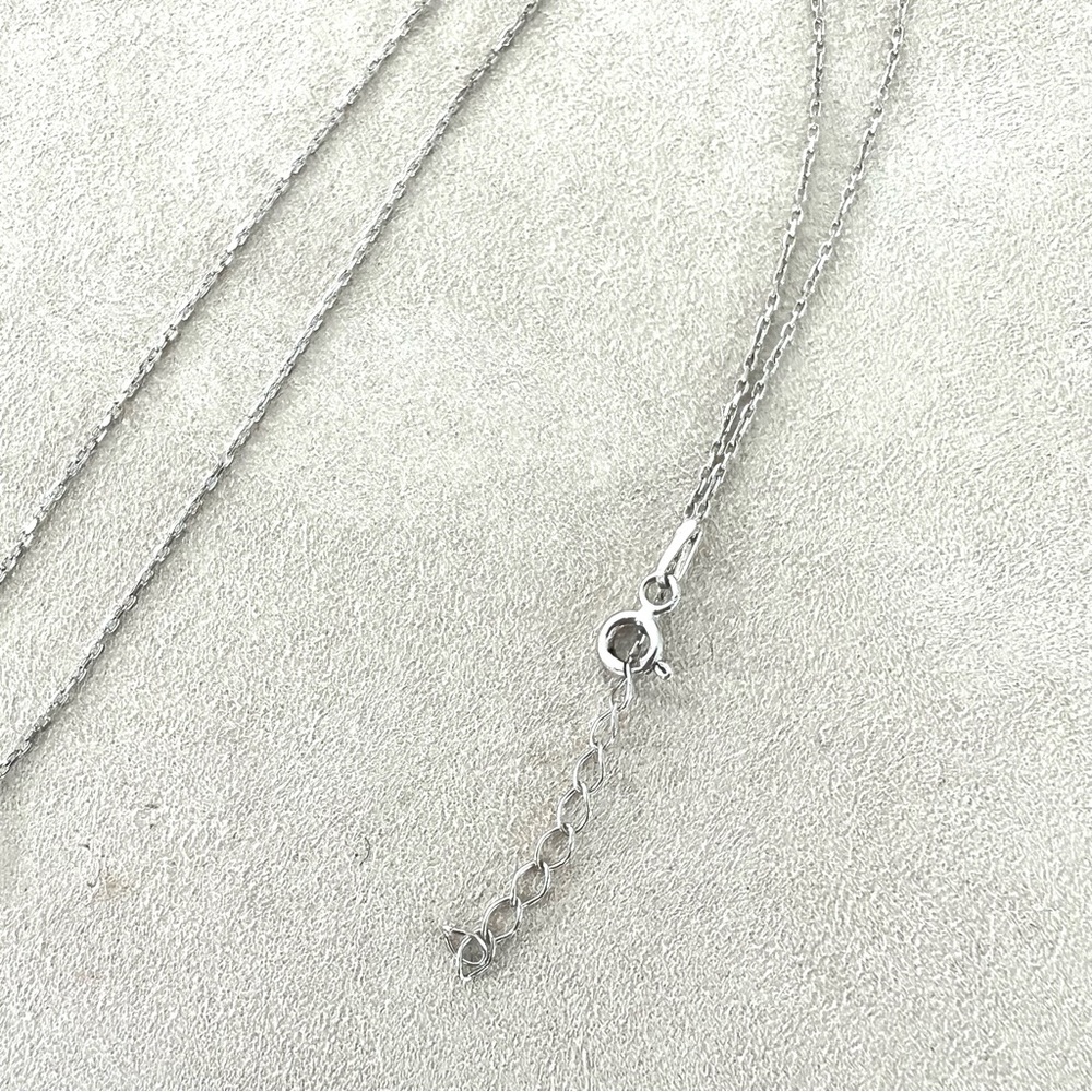 FLOWER Dainty 925 Sterling Silver Blue Clear Rhinestone Adjustable Necklace - Picture 9 of 9